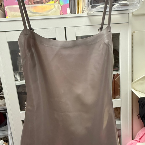Elegant Gray Satin Slip Dress